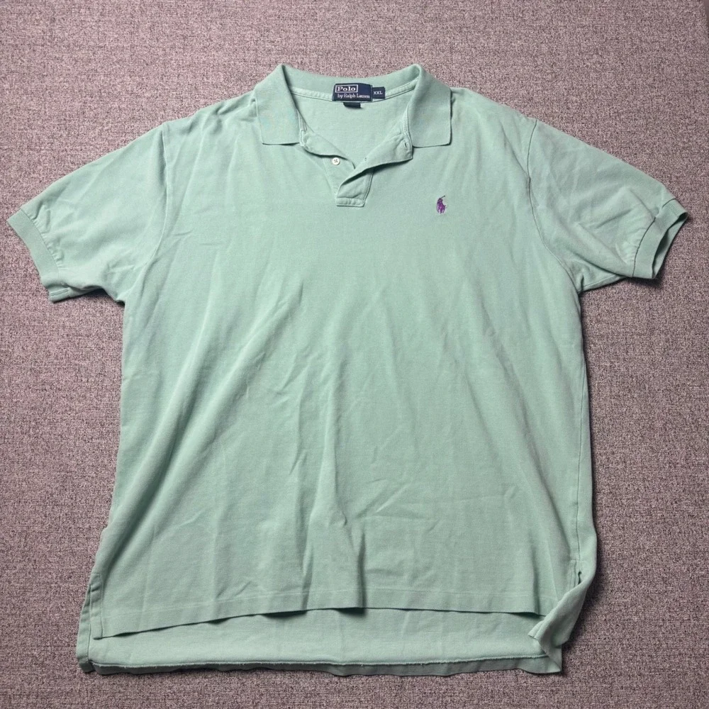 Polo Ralph Lauren Polo Shirt Mens XXL Classic Fit Mint Green Purple Pony Logo